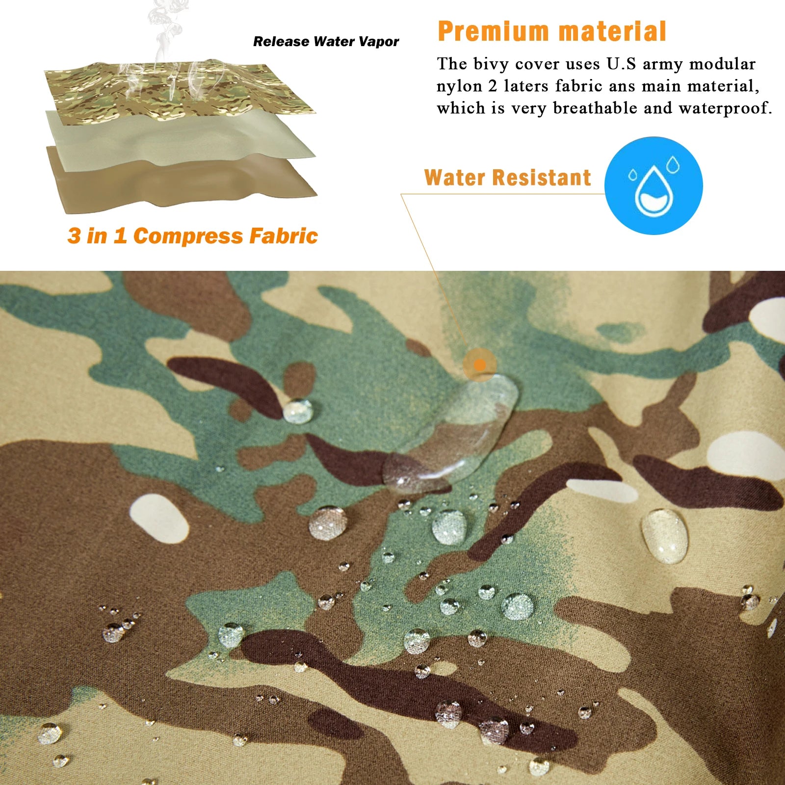 Bivy Cover Sack for Military Army Modular Sleeping System, Waterproof Outer Shell for Sleeping Bag