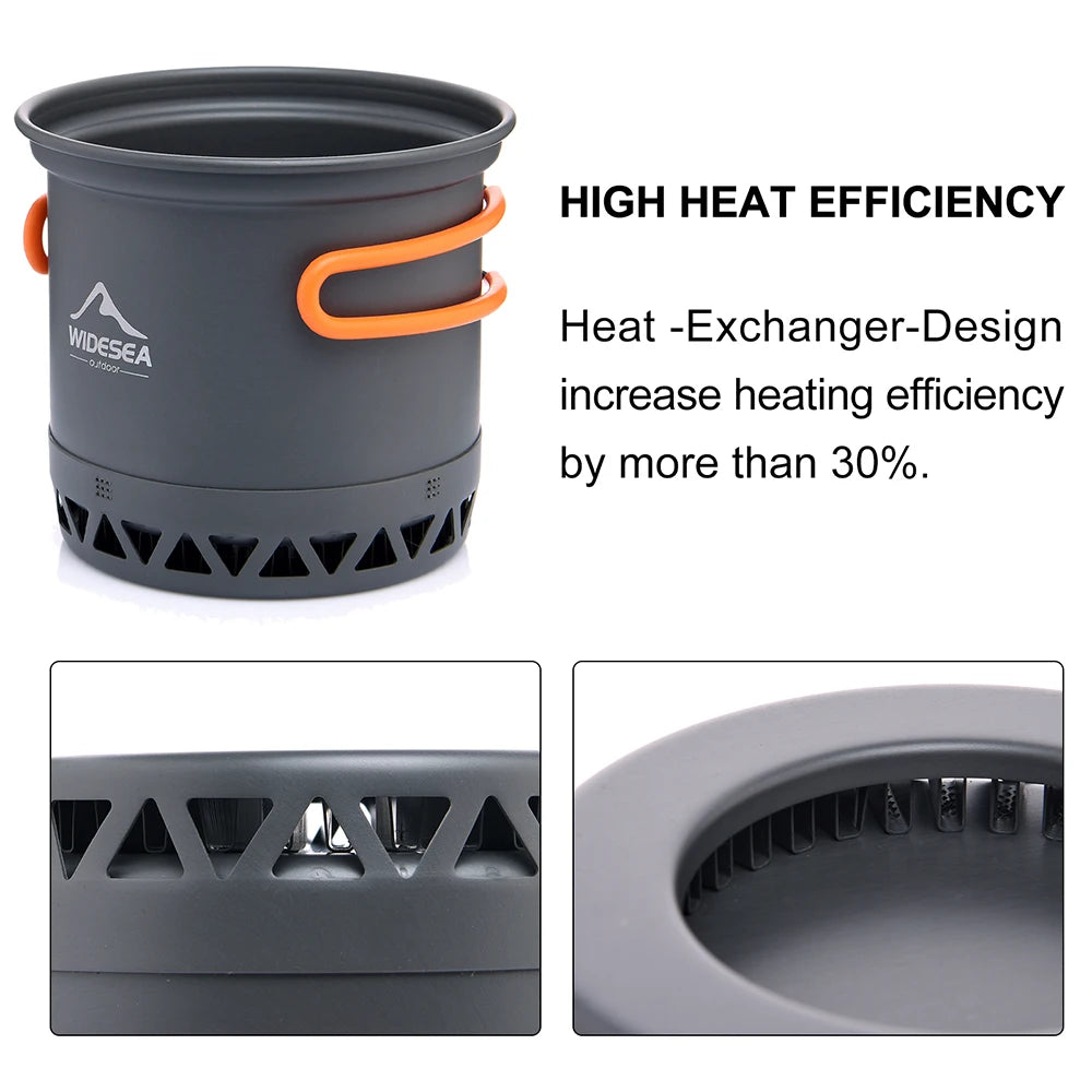 Widesea Camping 1.3L 2.3L Cookware Outdoor Cooking Set Heat Cooker