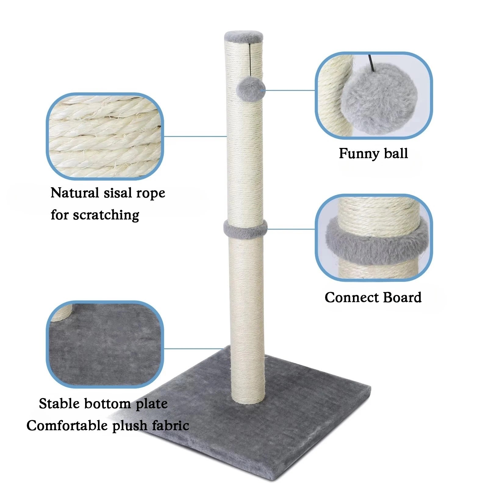 Tall Cat Scratching Posts For Indoor Cats And Kittens With Dangling Ball Vertical Scratcher