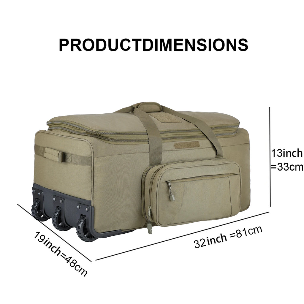 LQARMY 124L Outdoor Camping Travel Bag Large Trolley Case Waterproof