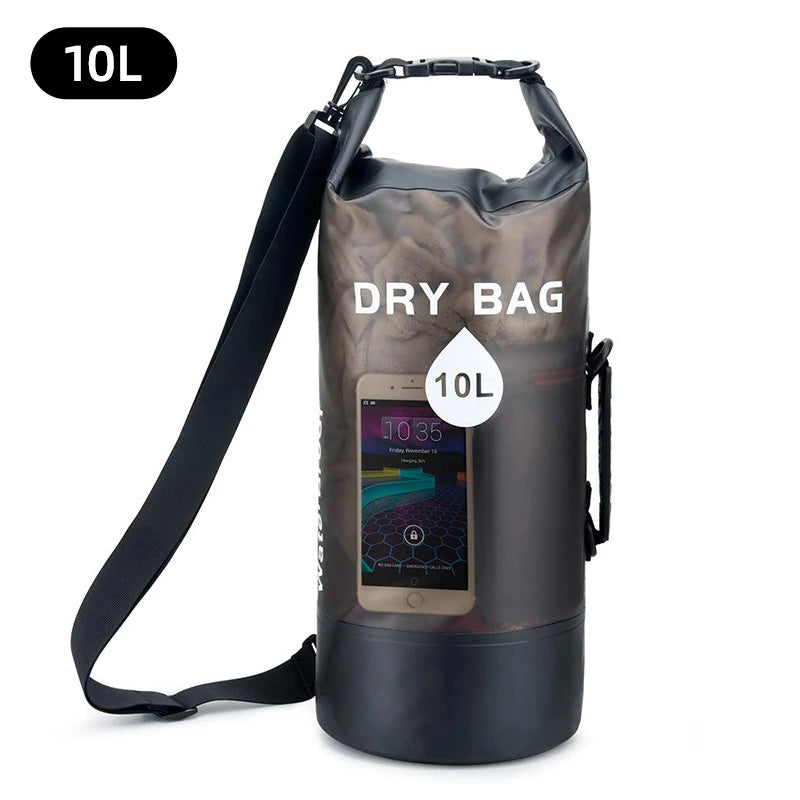 Waterproof Dry Bag 10L 20L Storage Pack Pouch For Swimming, Rafting, Kayaking, and Boating