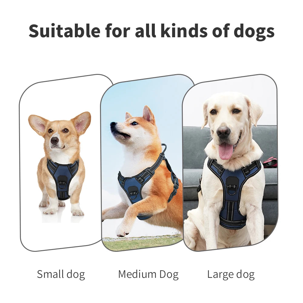 No Pull Nylon Adjustable Reflective Dog Harness