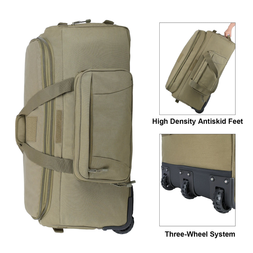 LQARMY 124L Outdoor Camping Travel Bag Large Trolley Case Waterproof