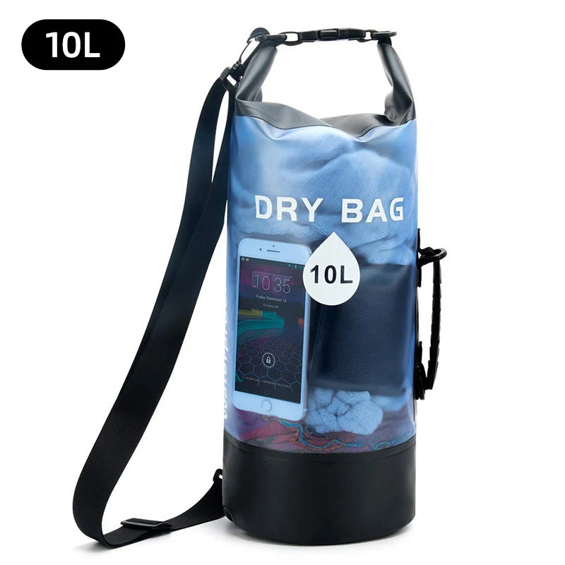 Waterproof Dry Bag 10L 20L Storage Pack Pouch For Swimming, Rafting, Kayaking, and Boating