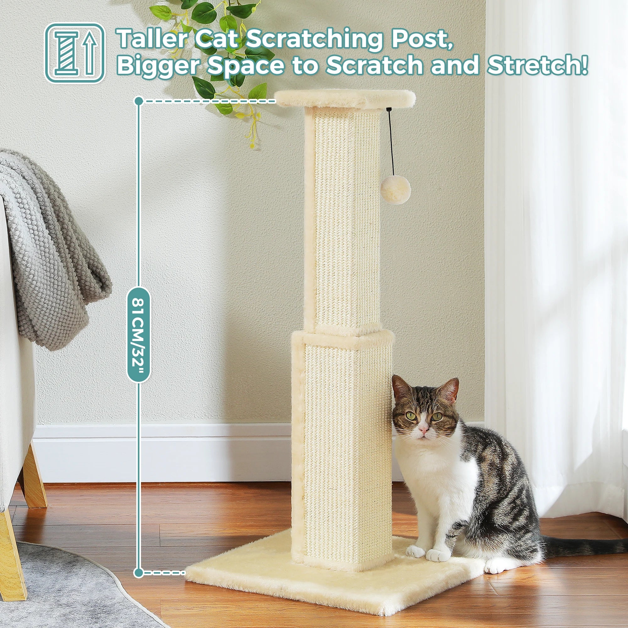 Ultimate Scratch Post with Woven Sisal Dangling Ball Cat Scratcher