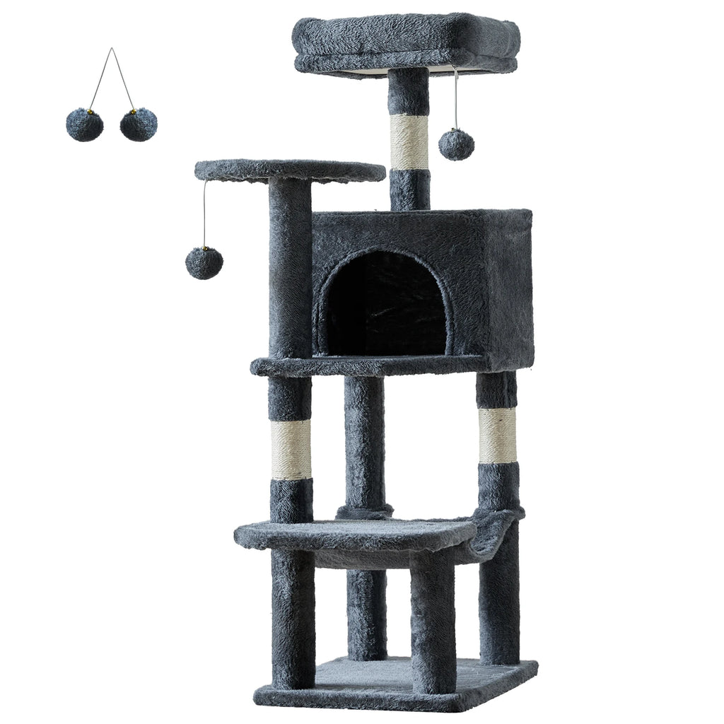 JHK 44In Cat Tree Tall Multi-Cat Climbing Tower for Pet Furniture Natural Sisal Scratching