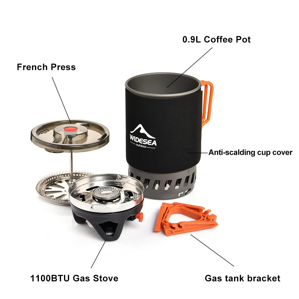 Widesea Camping Cooking System with Heat Exchanger Outdoor Gas Stove Burner