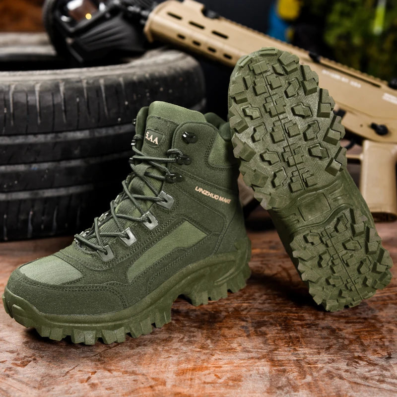 Men'sHiking Shoes Tactical Sport Shoes Male High Top Waterproof Outdoor Mountain Climbing
