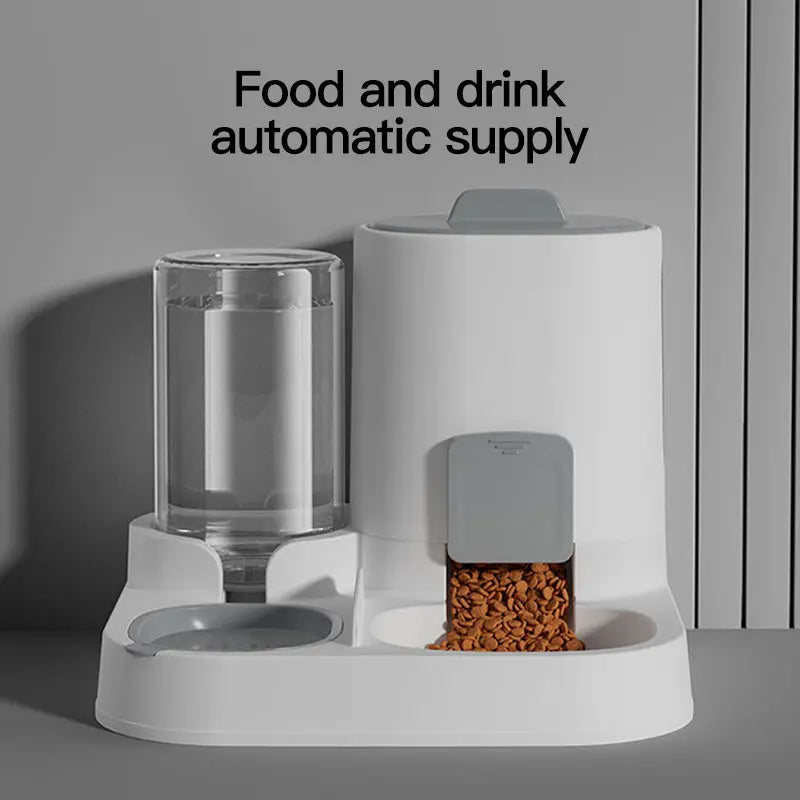 Automatic Gravity-Fed Cat Water Dispenser & Feeder - Spill-Proof Large Capacity One-Piece Design,
