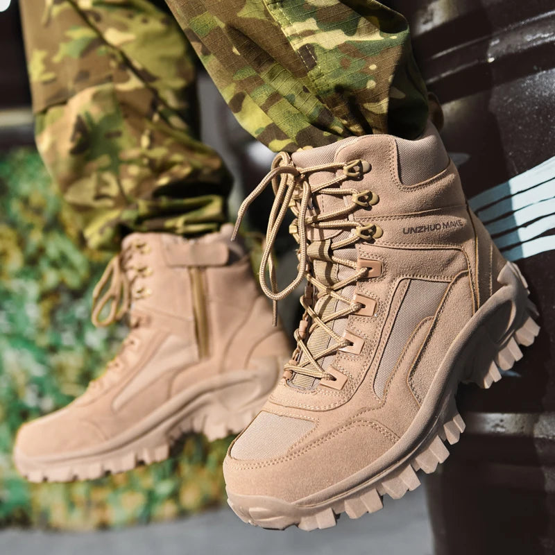 Men'sHiking Shoes Tactical Sport Shoes Male High Top Waterproof Outdoor Mountain Climbing