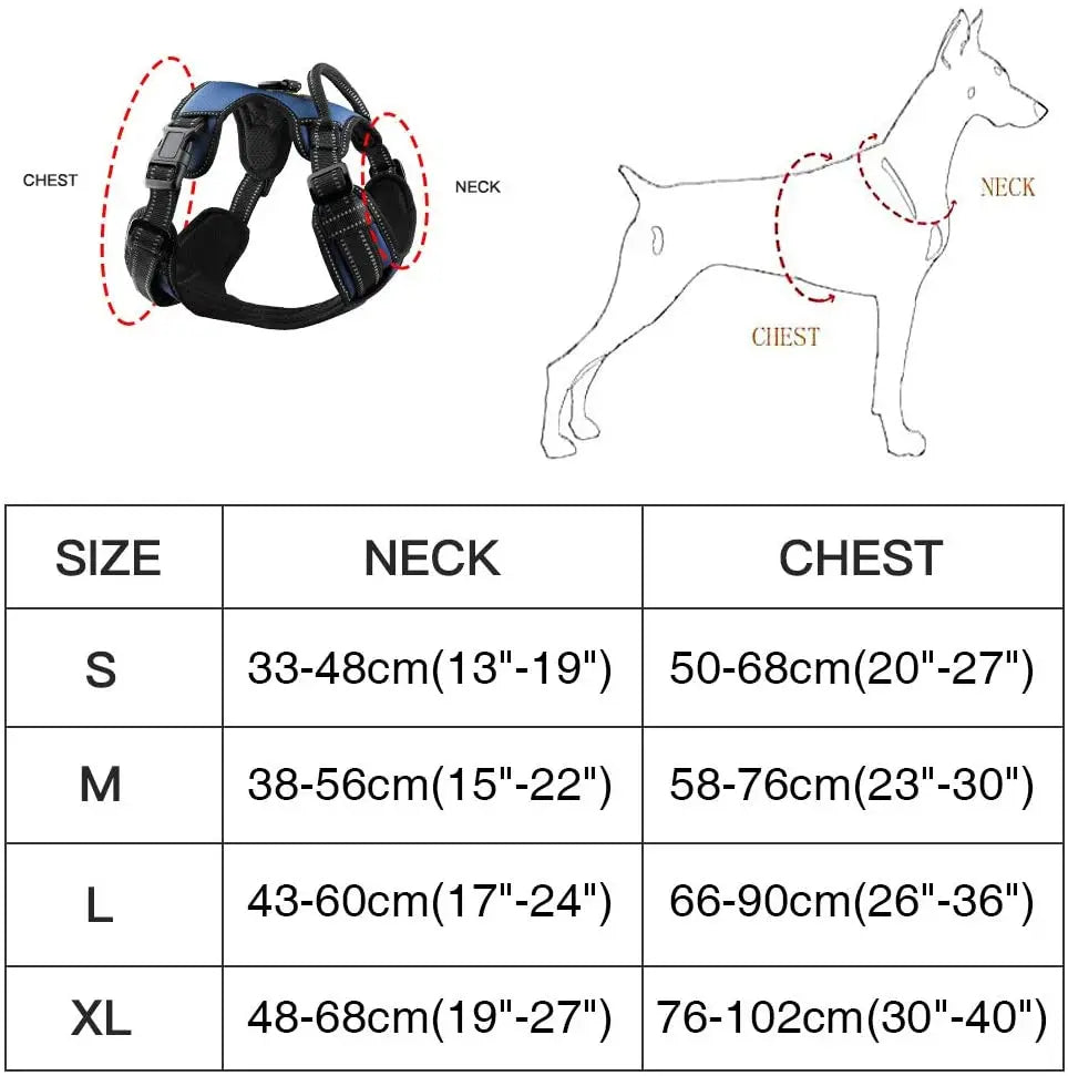 No Pull Nylon Adjustable Reflective Dog Harness