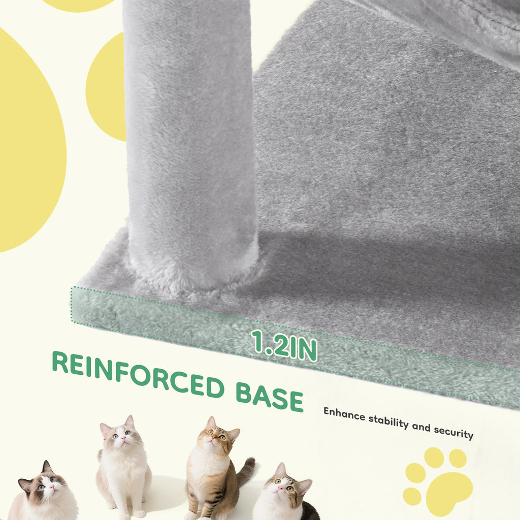 JHK 44In Cat Tree Tall Multi-Cat Climbing Tower for Pet Furniture Natural Sisal Scratching