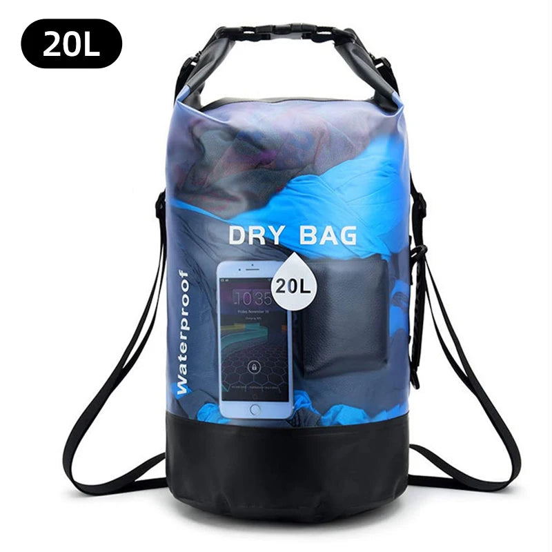 Waterproof Dry Bag 10L 20L Storage Pack Pouch For Swimming, Rafting, Kayaking, and Boating