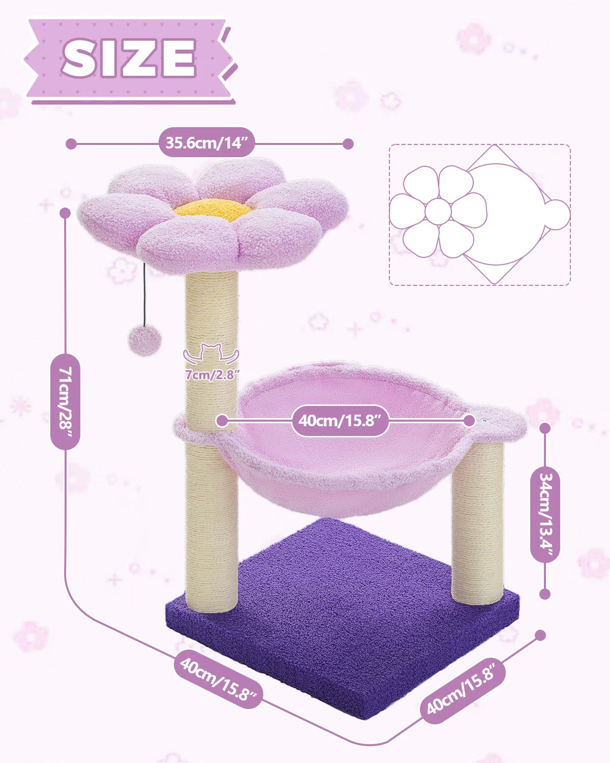 Flower Cat Tree with Sisal Scratching Post