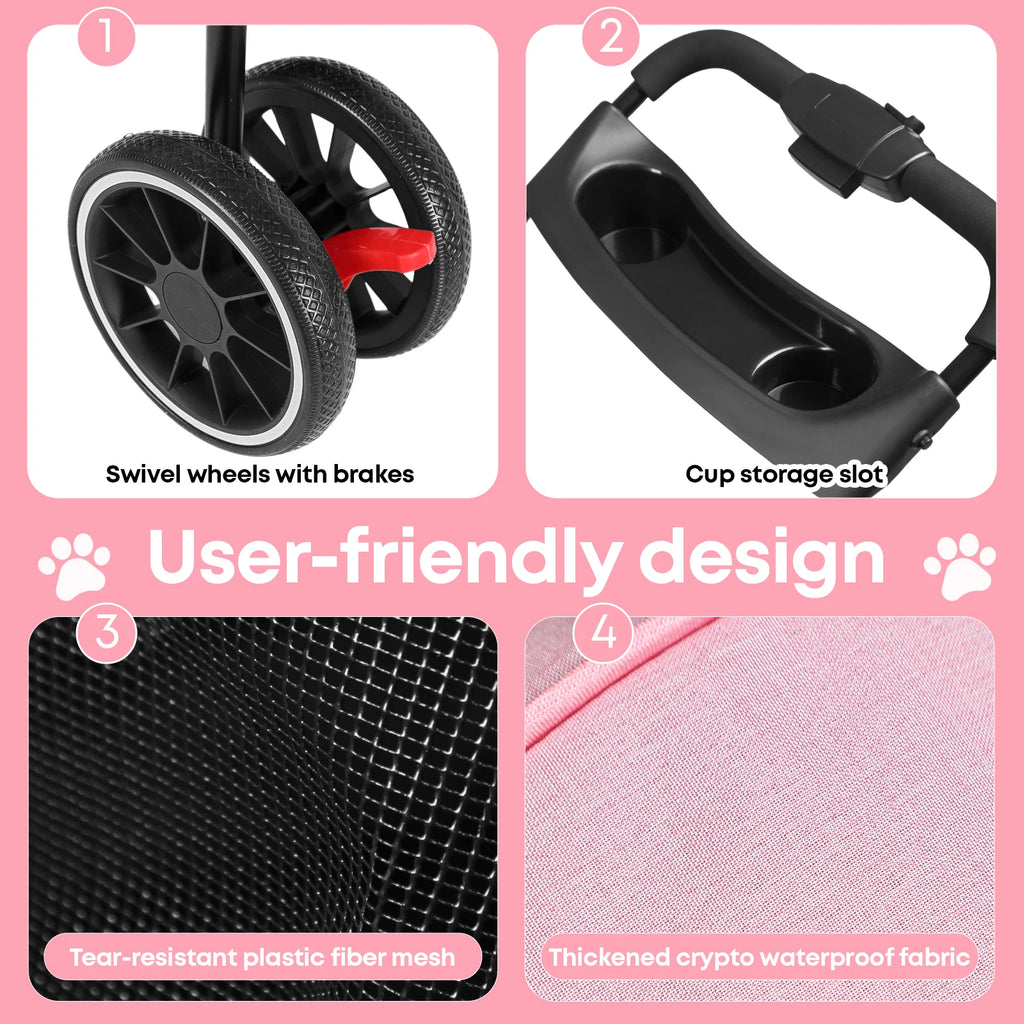 Pet Stroller For Small Puppy Dogs & Cats