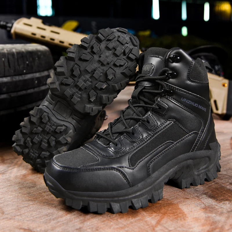 Men'sHiking Shoes Tactical Sport Shoes Male High Top Waterproof Outdoor Mountain Climbing