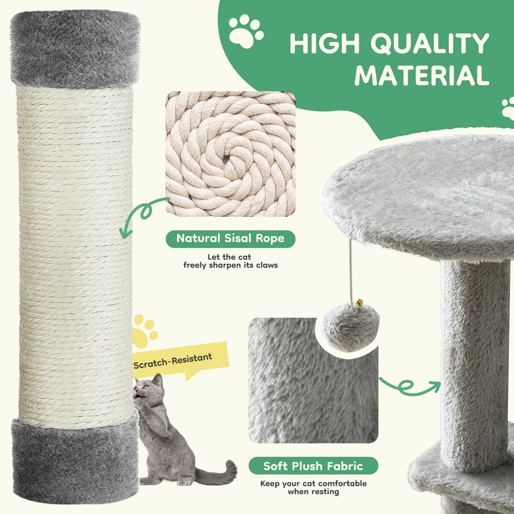 JHK 44In Cat Tree Tall Multi-Cat Climbing Tower for Pet Furniture Natural Sisal Scratching
