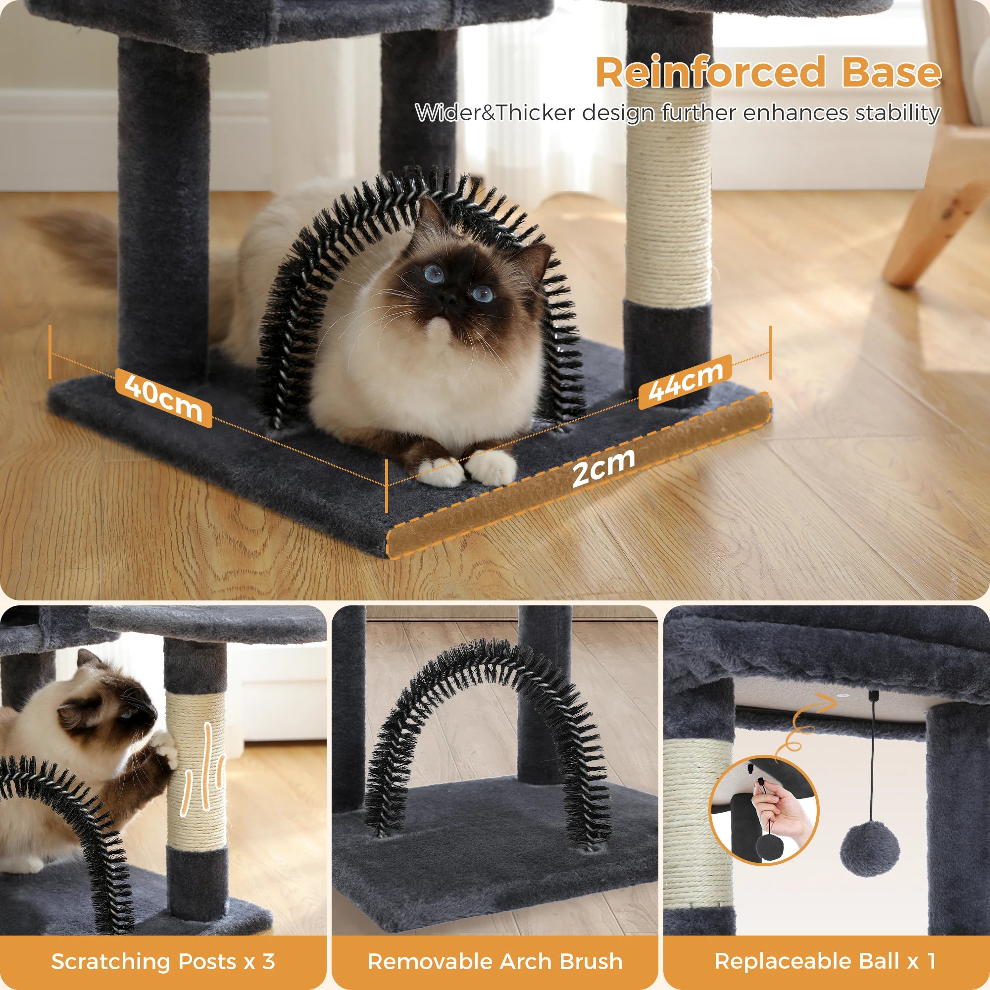 Indoor Cat House with Padded Plush Perch Cozy Hammock and Sisal Scratching Posts