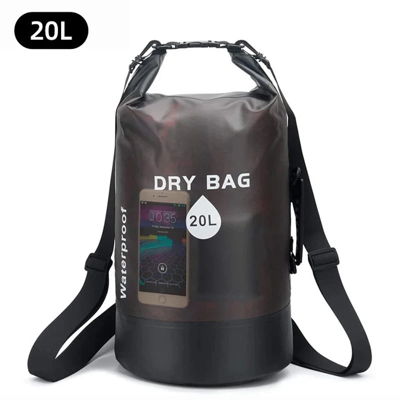 Waterproof Dry Bag 10L 20L Storage Pack Pouch For Swimming, Rafting, Kayaking, and Boating