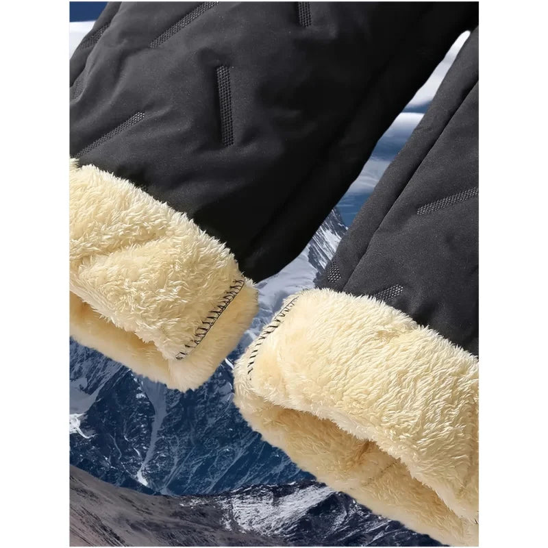 Men's Winter Hiking Pants Set Thickened Cold-proof Warm Plush Fleece-lined
