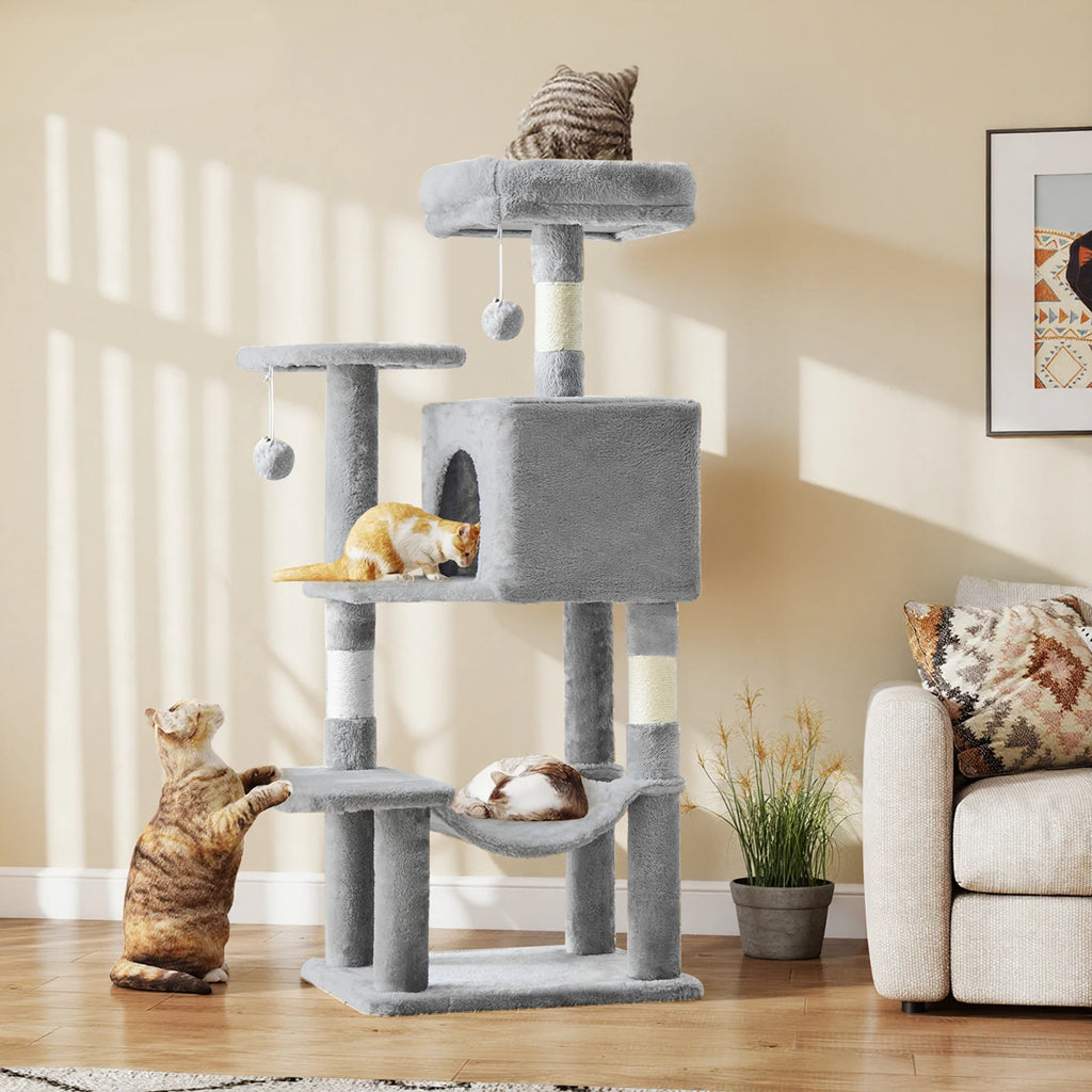 JHK 44In Cat Tree Tall Multi-Cat Climbing Tower for Pet Furniture Natural Sisal Scratching