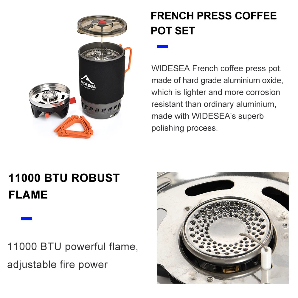Widesea Camping Cooking System with Heat Exchanger Outdoor Gas Stove Burner
